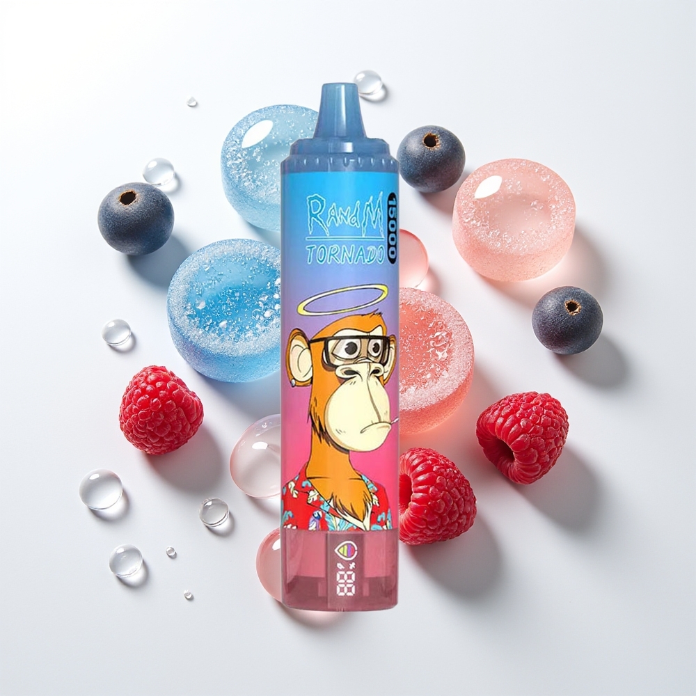 RandM Fumot Tornado 15000 Pūšu Zilā Aveņu-Ķiršu Vienreizējās Lietošanas Vape LCD Type-C 25ml 850mAh 0.9Ω
