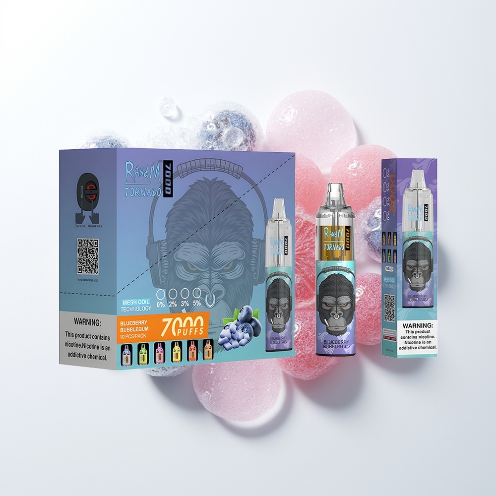 RandM Fumot Tornado 7000 Ieberzes Zilā Ķiršu Burbuļu Gumija 14ML 850MAH Tīkla Spole Type-C RGB Gaisma 0%-5% Nikotīns Gaiss-Koriģējams