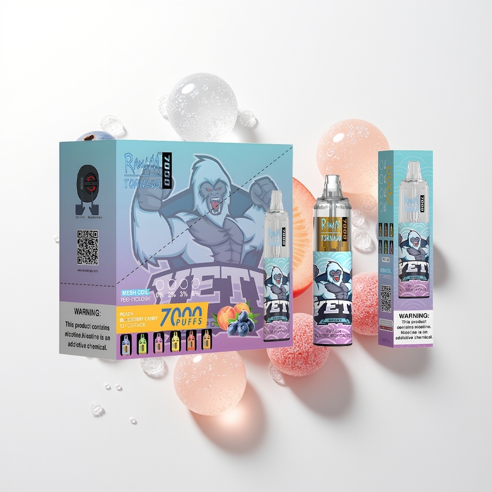 RandM Fumot Tornado 7000 Pūšķi Persiku Zemenes Konfekšu 14ML 850MAH Mēslošanas Spole Type-C RGB Gaisma Gaisa Regulēšana