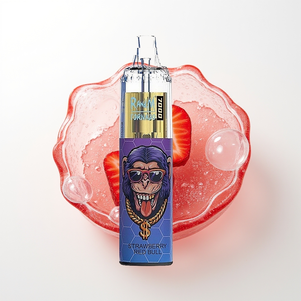 RandM Fumot Tornado 7000 Pūšķi Zemeņu Sarkanā Vērša 14ML 850MAH Mērķtīkls Type-C RGB Gaismas Gaiss-Regulējams 0% 2% 3% 5% Nikotīns