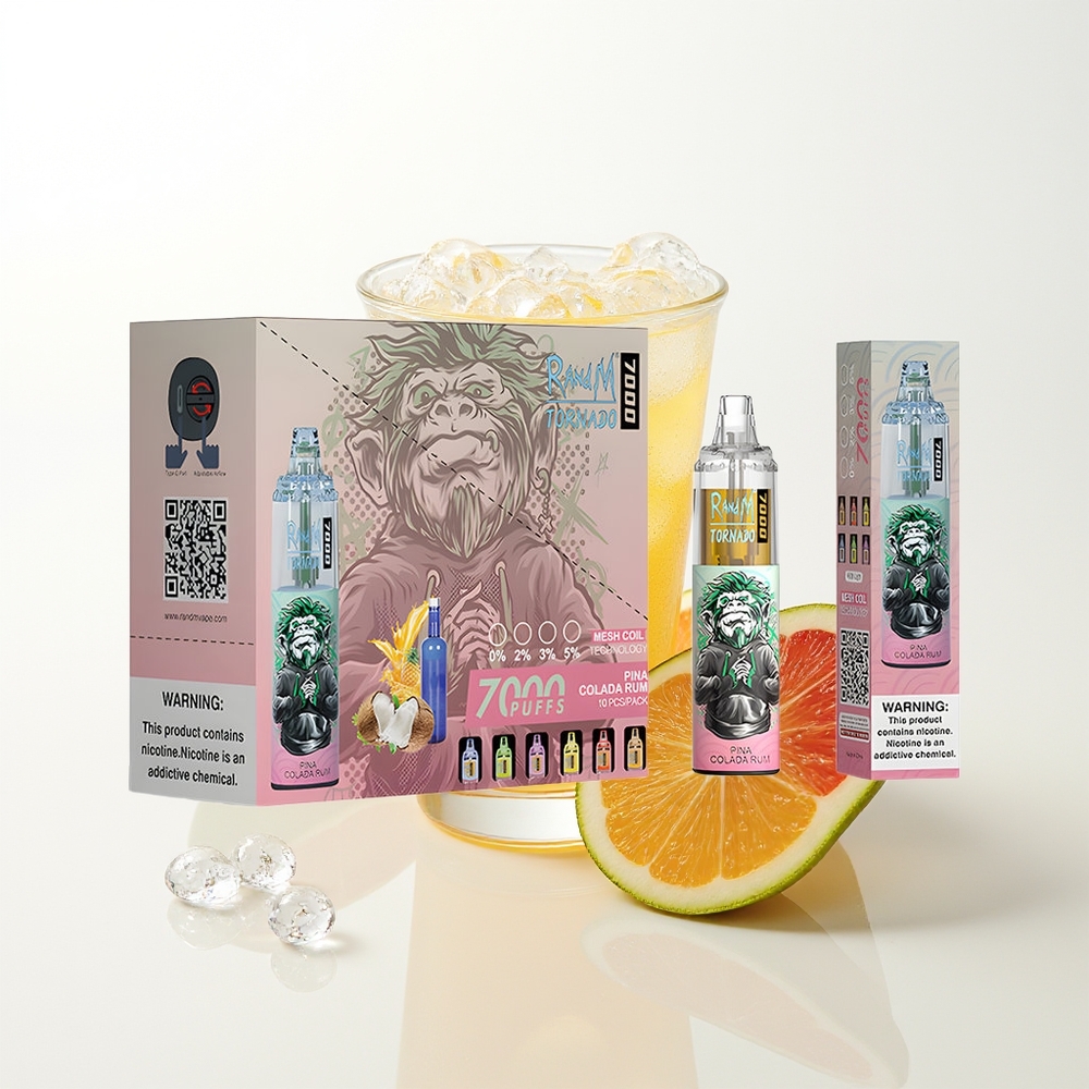 RandM Fumot Tornado 7000 Pūšu Ananāsu-Kokosriekstu Rums (14ML, 850MAH, Siets, Type-C, RGB, Gaiss-Regulējams, 0%/2%/3%/5%)