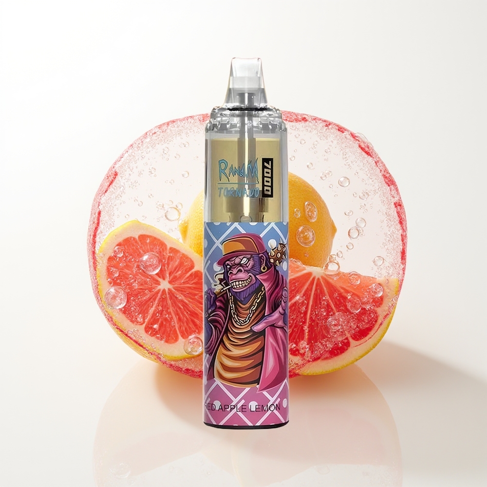 RandM Fumot Tornado 7000 Pūšu Sarkanā ābols Citrons Vienreizējās Lietošanas Vape ar 14 ML E-šķidruma, 850 MAH Akumulatoru, Mesh Spole, Type-C Portu, RGB Gaismu, 0%,2%,3%,5% Nikotīnu un Gaisa Pielāgoša