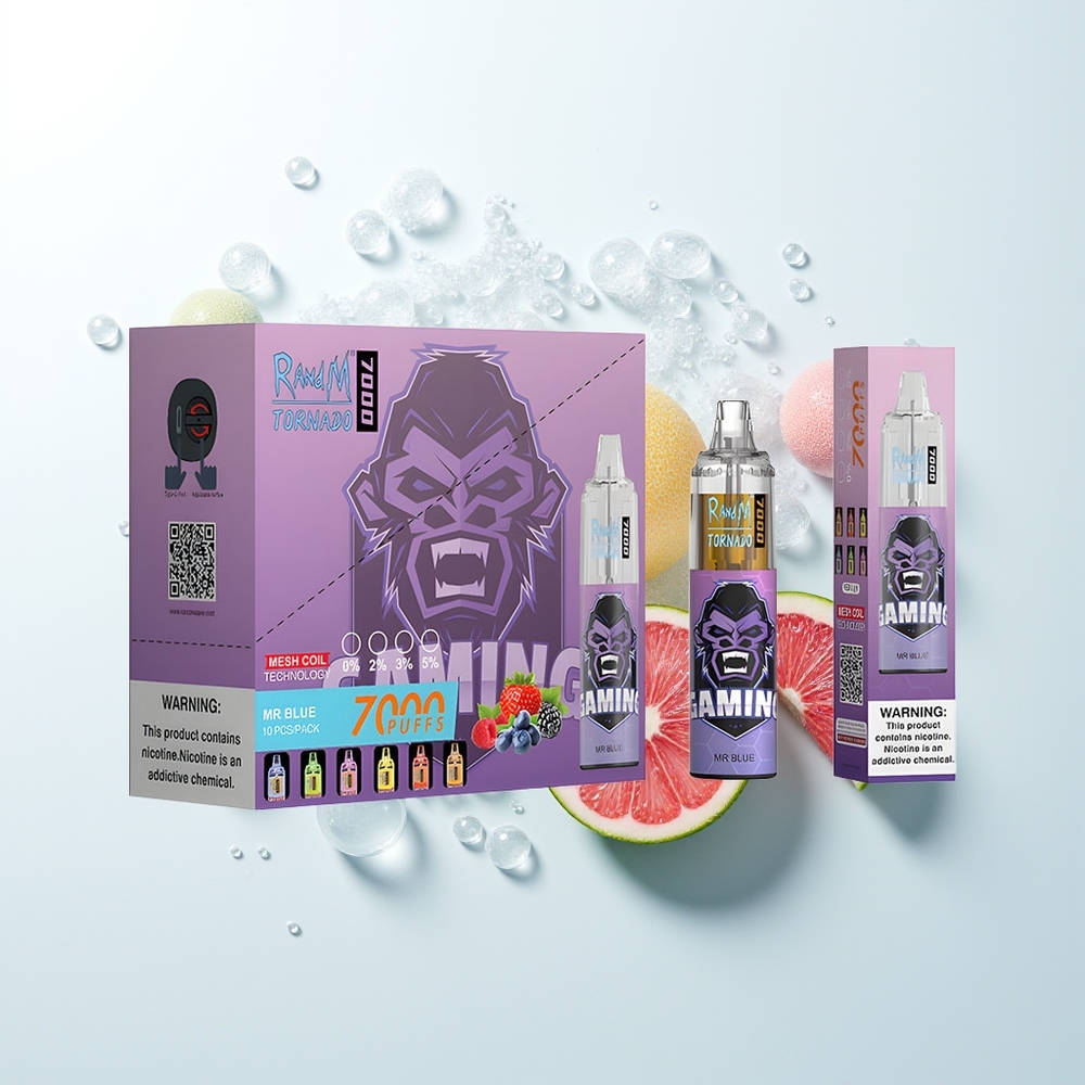 RandM Fumot Tornado 7000 Pūšu Vienreizējās Lietošanas Vape Dr. Zils 14ML 850MAH Mēsliņš Type-C RGB Gaisma 0%,2%,3%,5% Nikotīns Gaisa-Regulējams