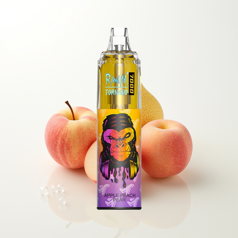 RandM Fumot Tornado 7000 Pūšu Vienreizējās Lietošanas Vape Ābols Persiks Bumbieris 14ML 850MAH Mesh Coil Type-C RGB Gaisma 0%-5% Nikotīns Air-Adjustable