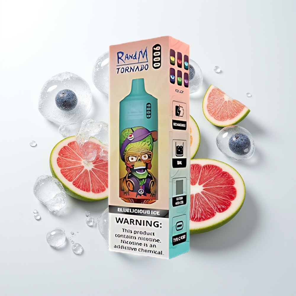 RandM Fumot Tornado 9000 Pūšas Vienreizējās Lietošanas Vape Zilais Ledus Gaumīgs
