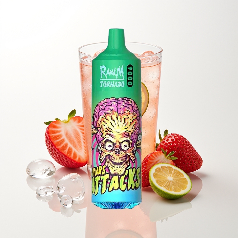 RandM Fumot Tornado 9000 Pūši Zemenes Limonādes 850mAh 18mL Miega Spole RGB Displejs