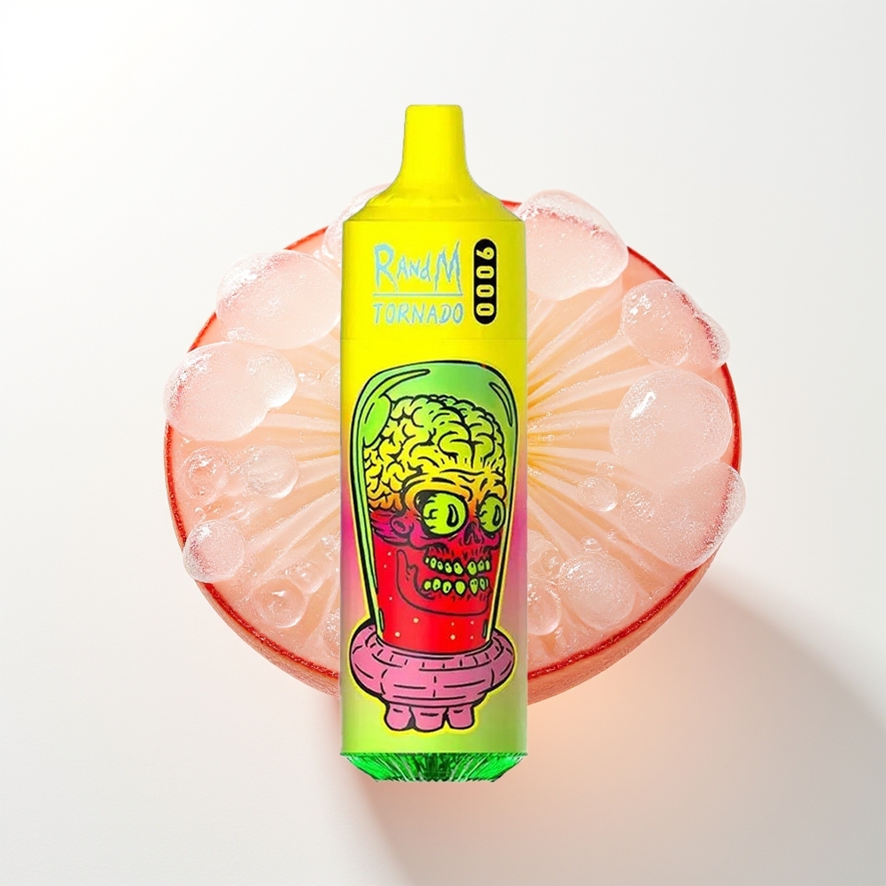 RandM Fumot Tornado 9000 Pūšu Vasaras Persiku Ledus Vienreizējās Lietošanas Vape ar 850 mAh Uzlādējamo Bateriju, 18 mL E-šķidruma, Mesh Spoli un RGB Displeju