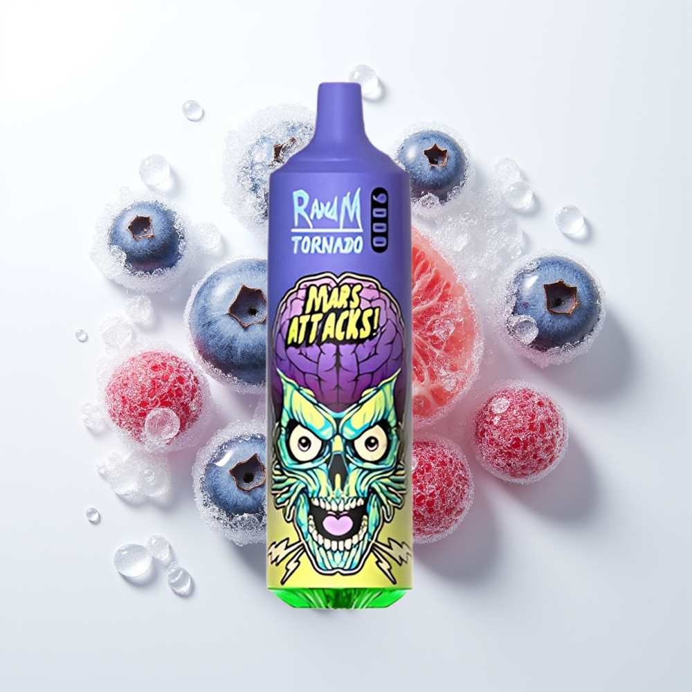 RandM Fumot Tornado 9000 Puffs Zemenes Ledus Vienreizējās Lietošanas Vape RGB Displejs