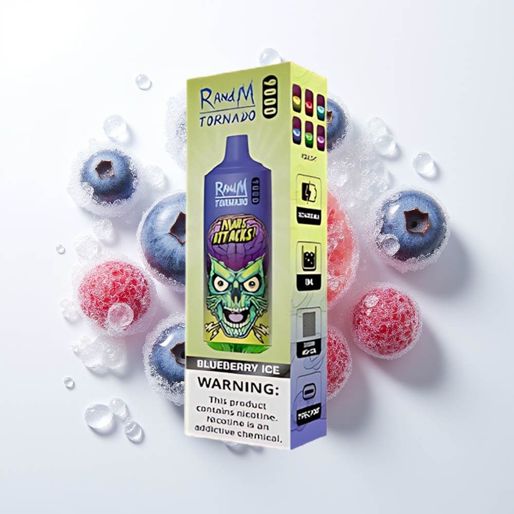 RandM Fumot Tornado 9000 Puffs Zemenes Ledus Vienreizējās Lietošanas Vape RGB Displejs