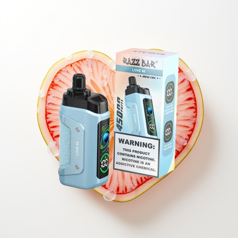 Razz Bar 45000 Puffs Izdzeramais Veips Mīlestība 66 1.0 Ohm Mesh Coil Adjustable Airflow 650 Mah Battery Type-C 20 mg/ml Nikotīns