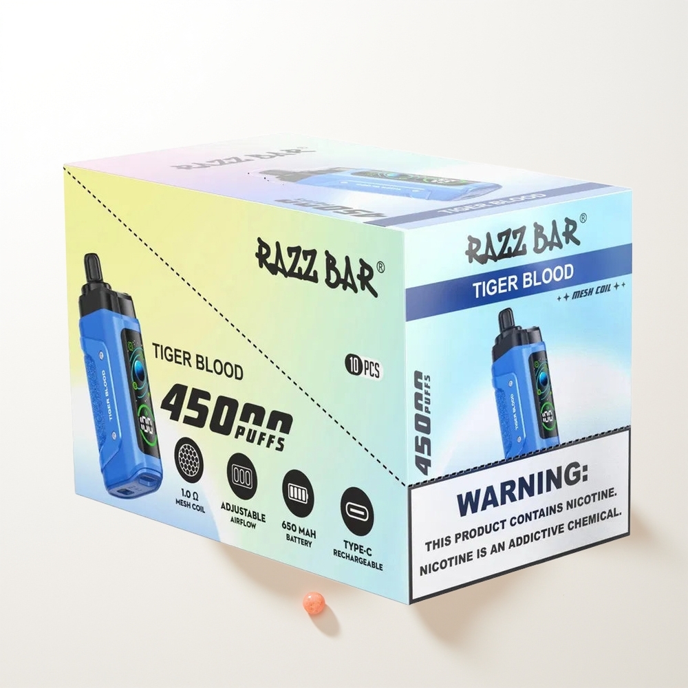 Razz Bar 45000 Puffs Vienreizējās Lietošanas Vape Tīģera Asinis