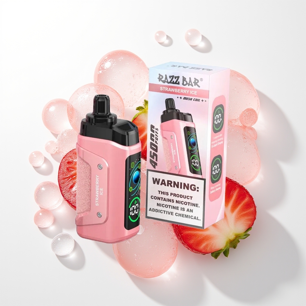 Razz Bar 45000 Puffs Vienreizējās Lietošanas Vape Zemeņu Ledus ar 1.0 Ohm Mesh Coil un Adjustable Airflow