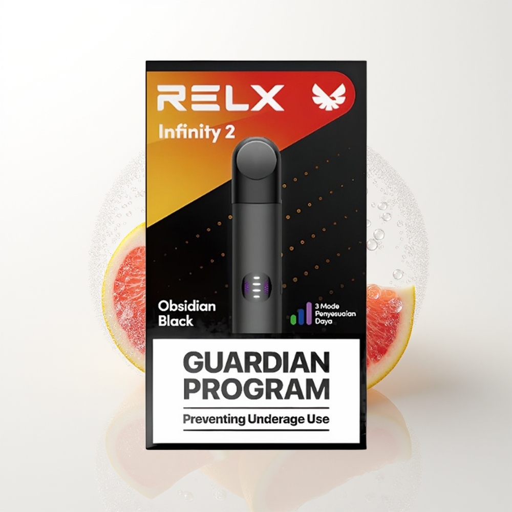 RELX Infinity 2 600-650 Pūšieni Tumšā Asteroīds 1.9 ml Pods 440mAh USB-C 3 Režīmi Metālisks