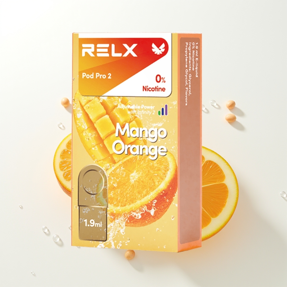 RELX Pod Pro 2 600 Pūfi Mango Apelsīns 1.9ml 3 Režīmi