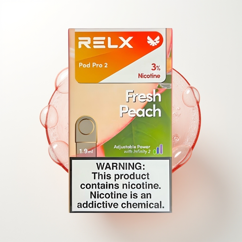 RELX Pod Pro 2 600 Pūtas Svaigs Persiks 1.9ml 3 Sprieguma Režīmi (Eco Smooth Boost) 2/3 Podu Iepakojums