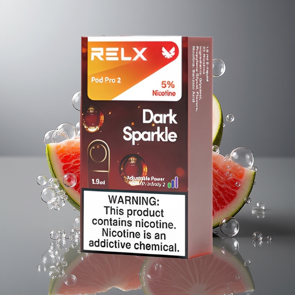 RELX Pod Pro 2 600 Pūti 1.9ml Tumsais Mirdzums 2 Pods/Eko Režīms (5.5W) Gluds Režīms (6.5W) Pastiprināts Režīms (8W)