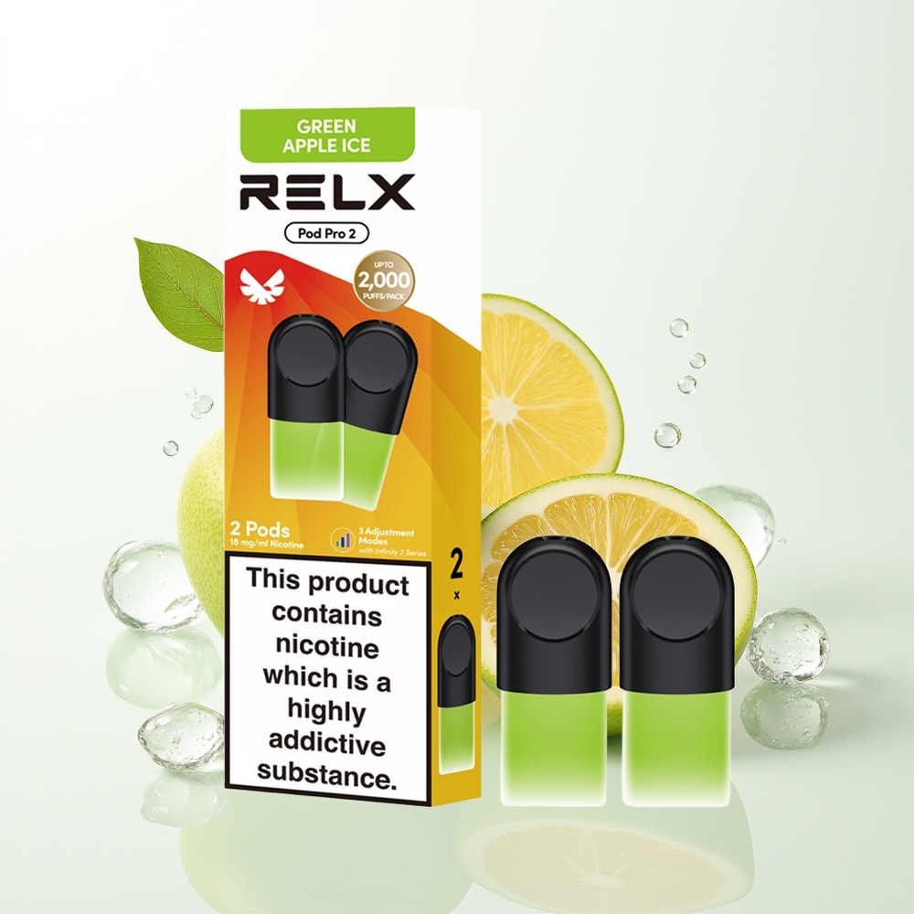 RELX Pod Pro 2 600 Pūti 1.9ml Zaļā ābola ledus 3 Režīmi (Eco Smooth Boost) 2/3 Podi