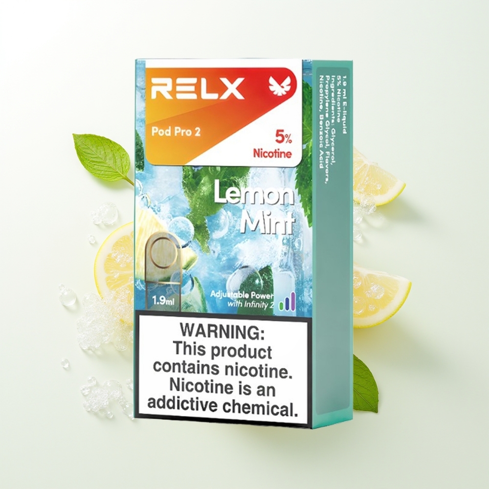 RELX Pod Pro 2 600 Pūšu Citrons Mētra 1.9ml 3 Spēka Režīmi