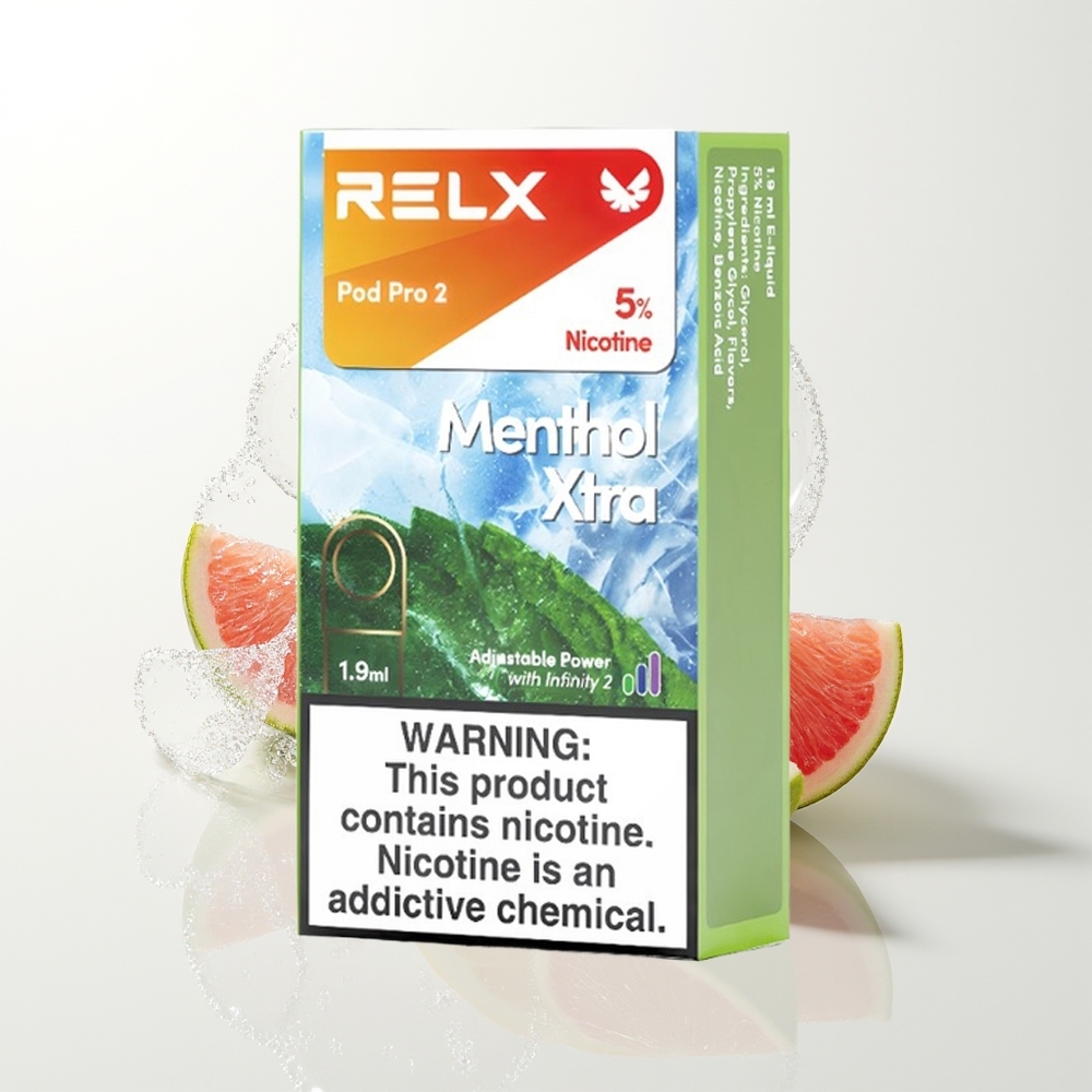 RELX Pod Pro 2 600 Pūšu Mentola Xtra 1.9ml 3 Režīmi (Eco Smooth Boost) 2/3 Podi Iepakojums